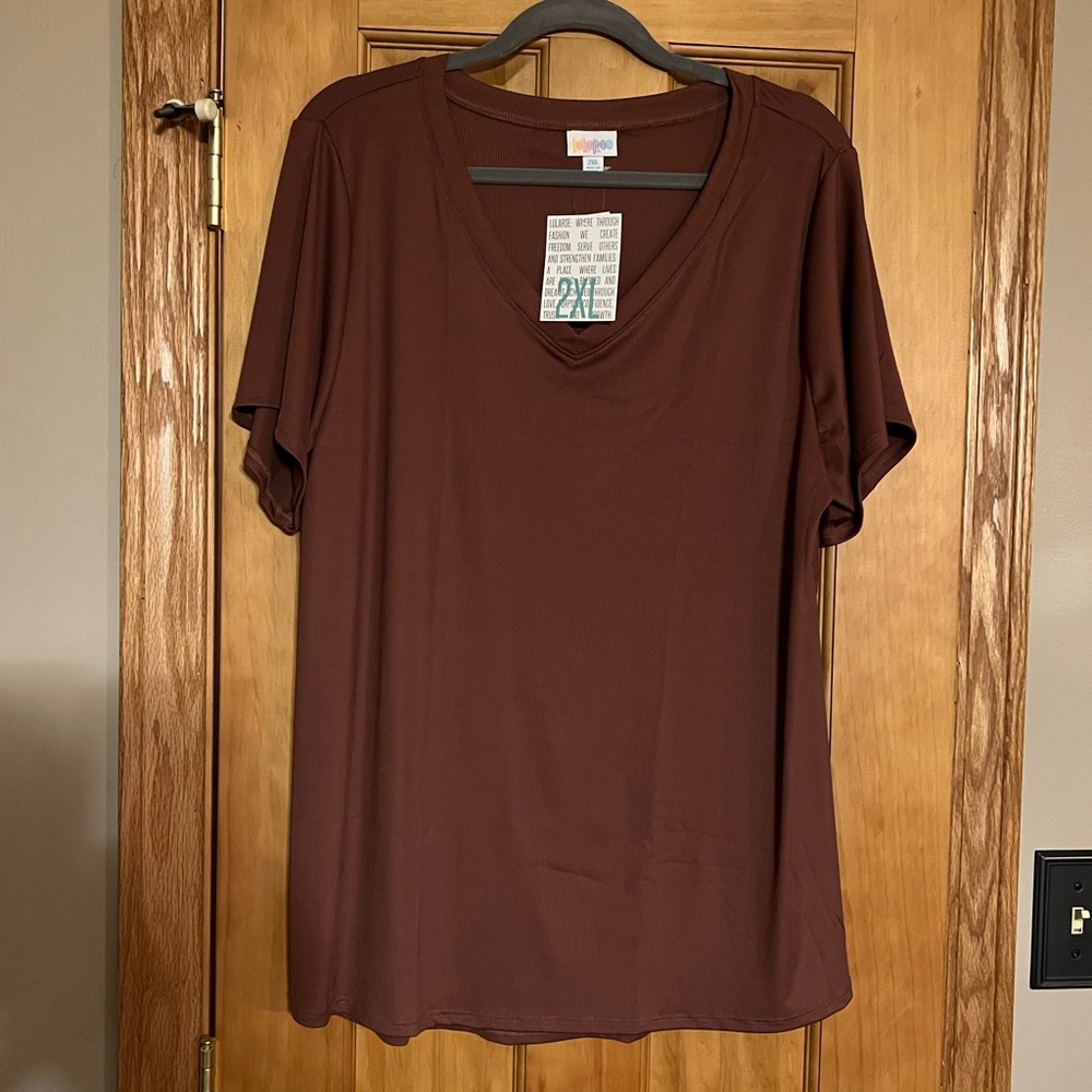 NWT LuLaRoe Christy T Size 2XL Chocolate Brown Tee 2X NEW